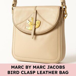 Marc by Marc Jacobs Leather Crossbody Bag Bird Clasp Neutralcore Beige Designer